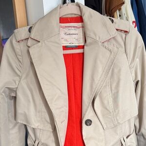 Cartonnier Women's Beige Trench Coat with Orange Lining